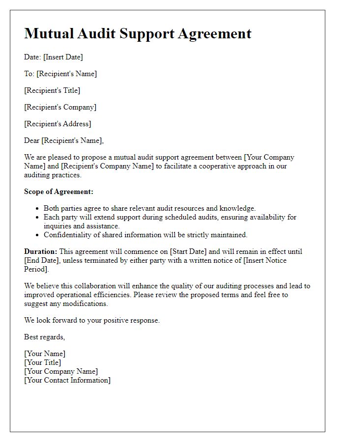 Letter template of mutual audit support agreement