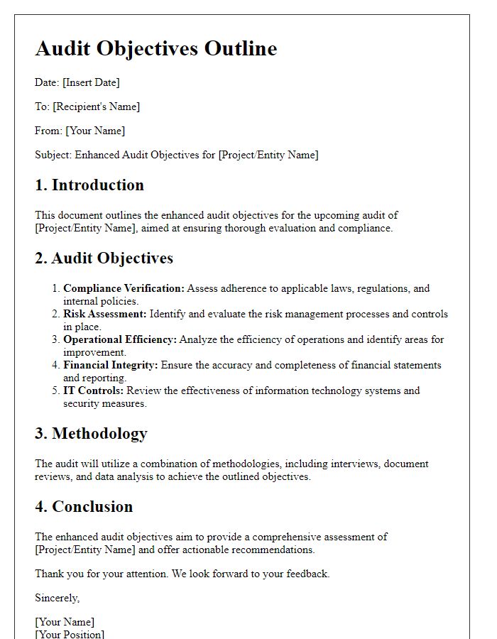 Letter template of enhanced audit objectives outline