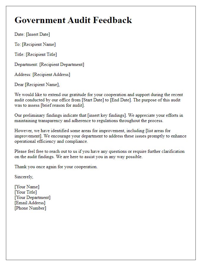 Letter template of government audit feedback