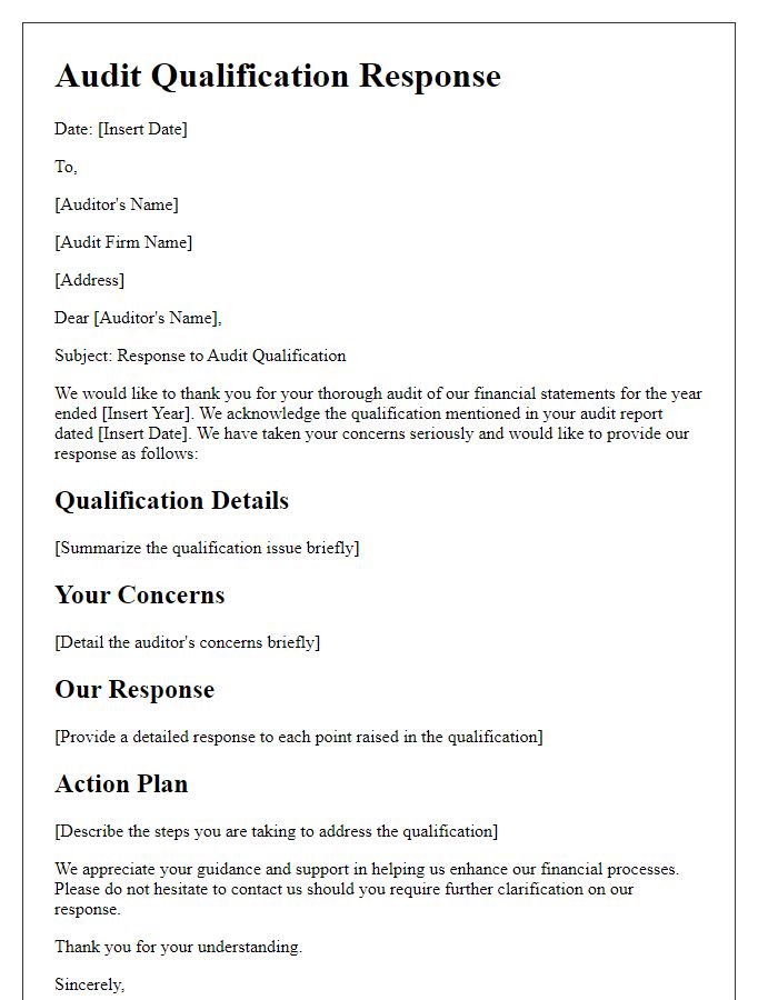 Letter template of audit qualification response