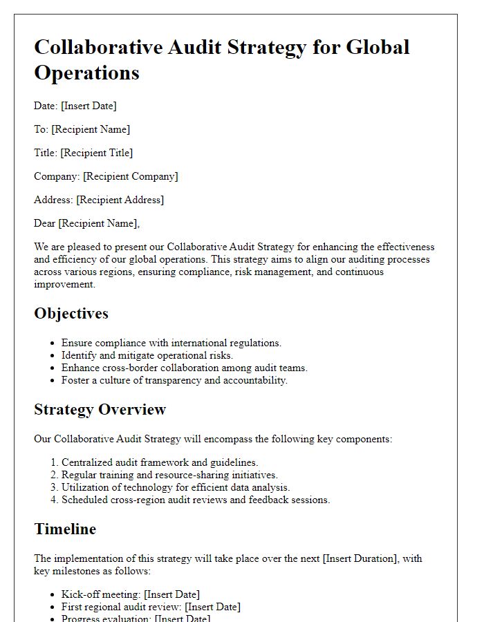 Letter template of Collaborative Audit Strategy for Global Operations