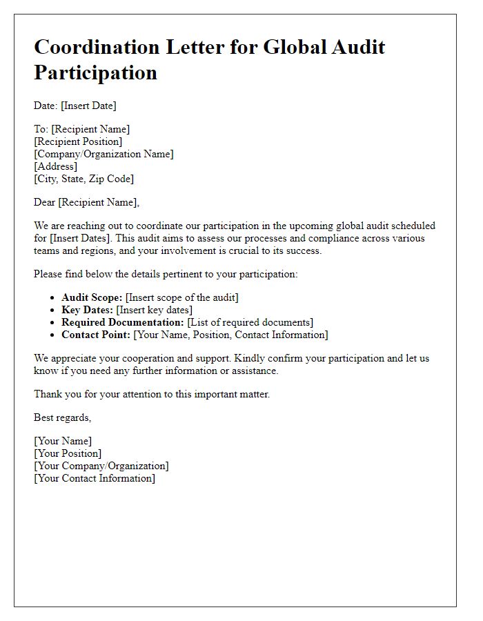 Letter template of Coordination for Global Audit Participation