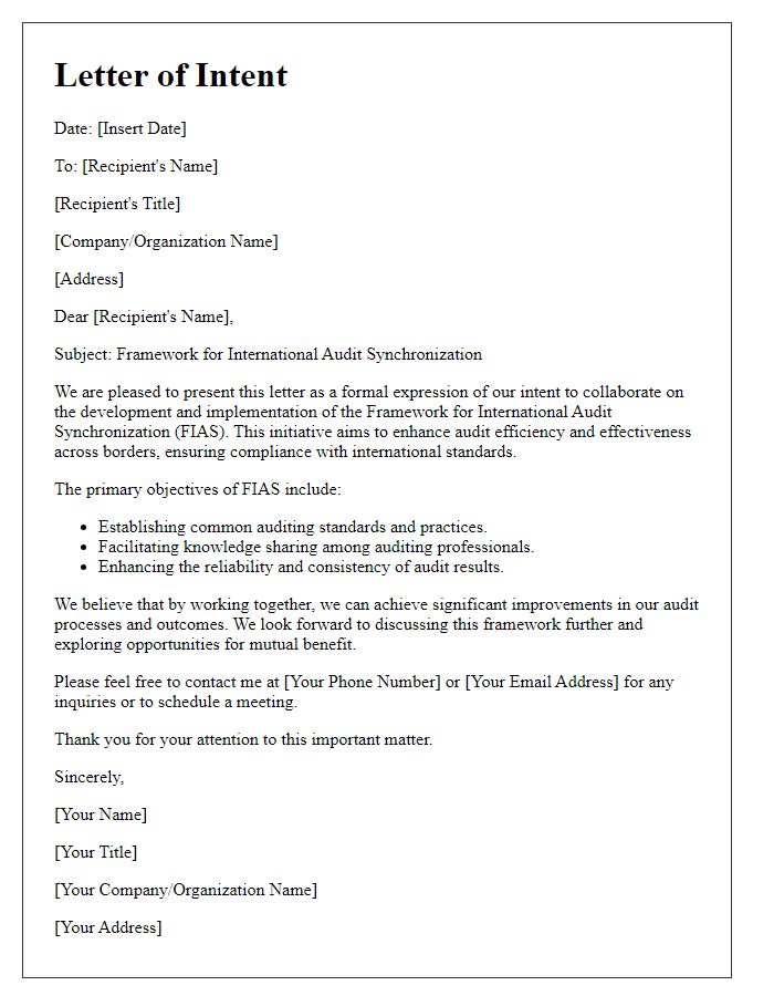 Letter template of Framework for International Audit Synchronization