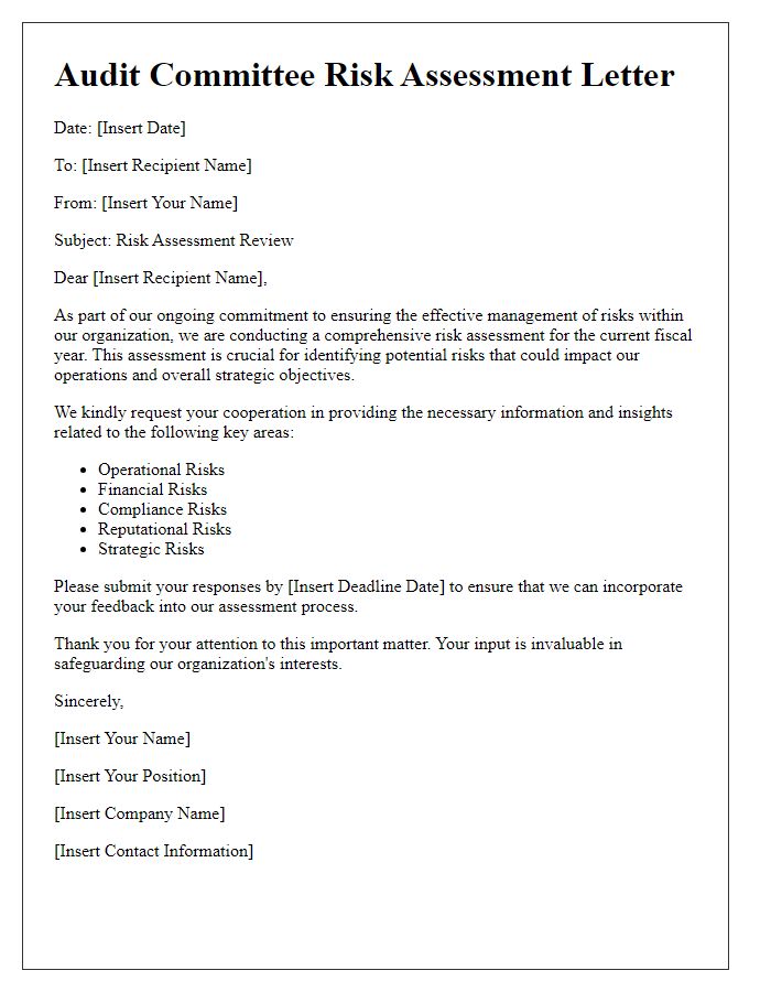 Letter template of audit committee risk assessment