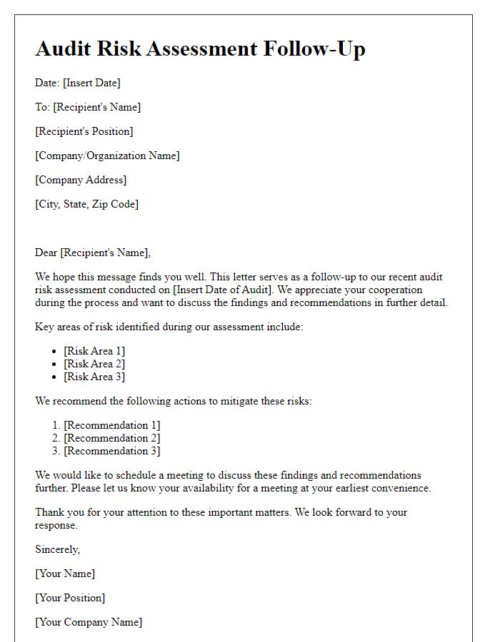 Letter template of audit risk assessment follow-up