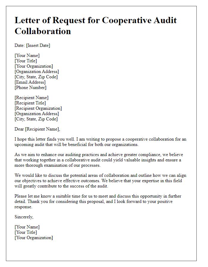 Letter template of request for cooperative audit collaboration.