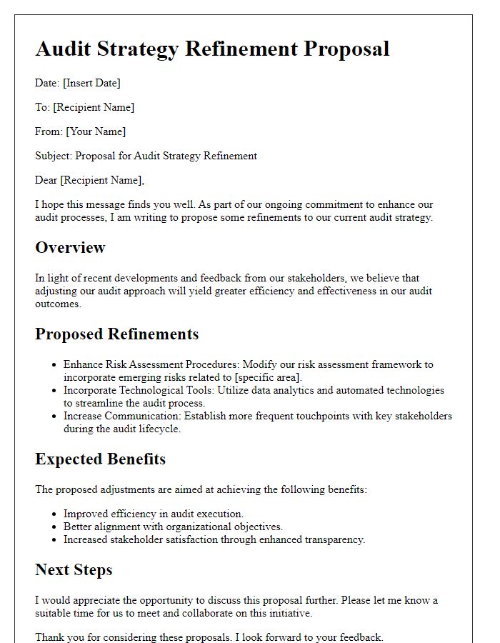 Letter template of audit strategy refinement proposals