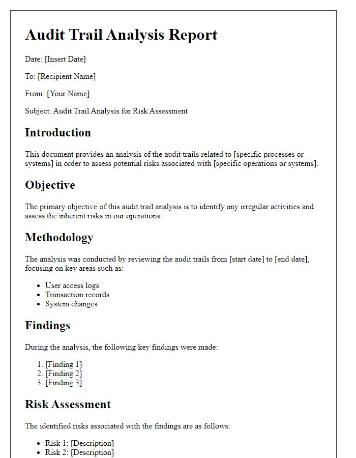 Letter template of audit trail analysis for risk assessment