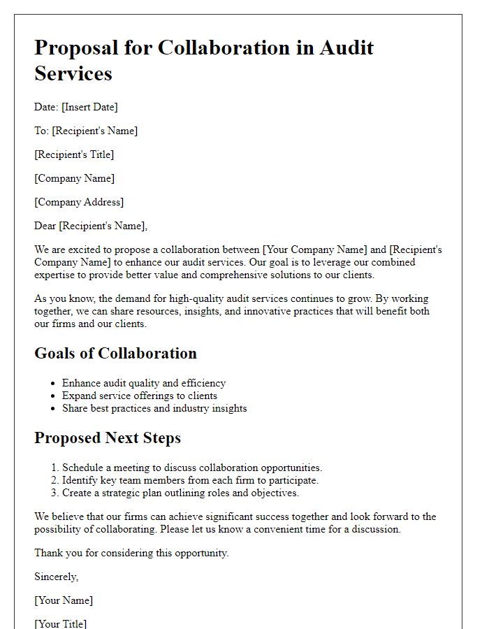 Letter template of audit services collaboration proposal