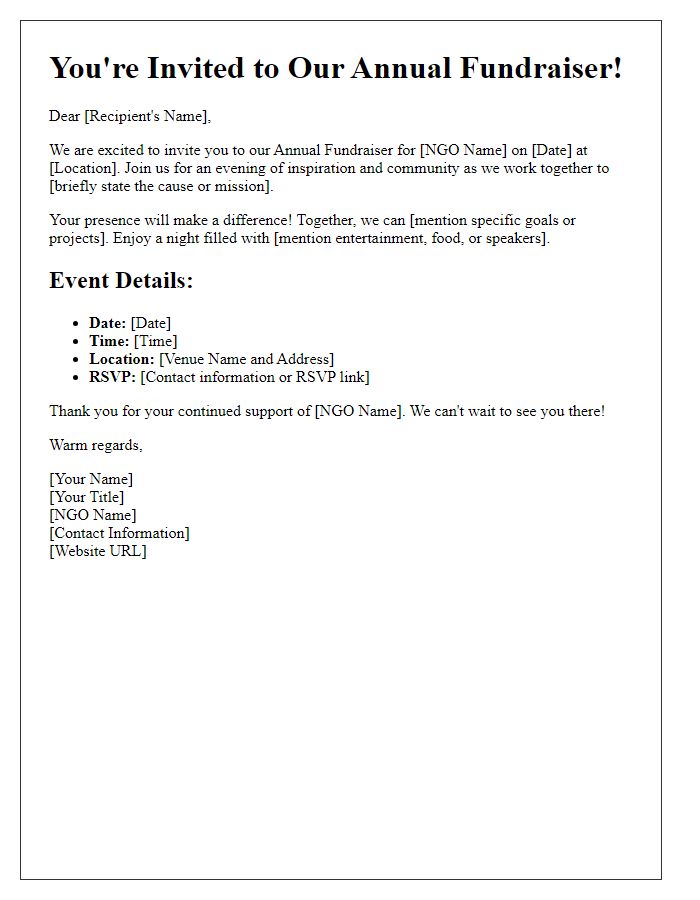 Letter template of NGO annual fundraiser invitation