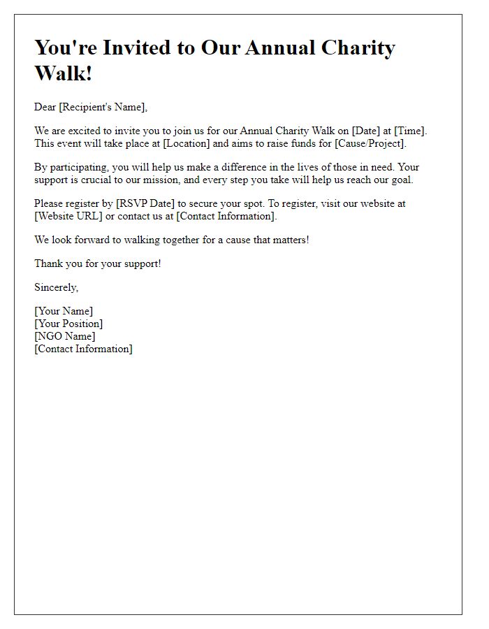 Letter template of NGO charity walk invitation