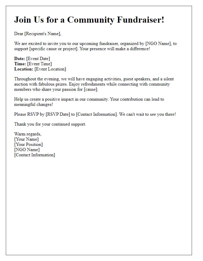 Letter template of NGO community fundraiser invitation