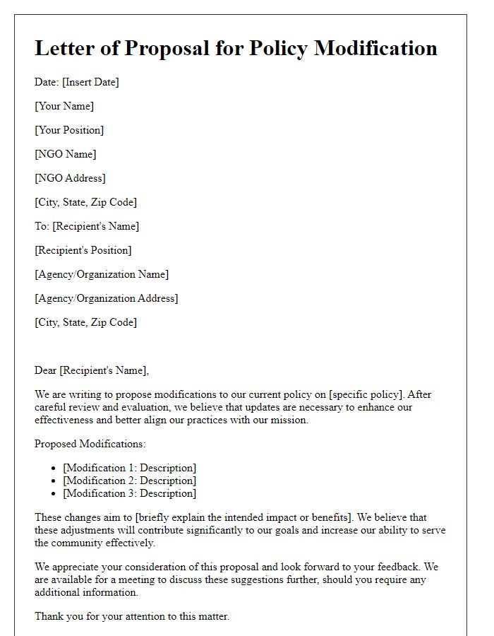 Letter template of NGO policy modification proposal