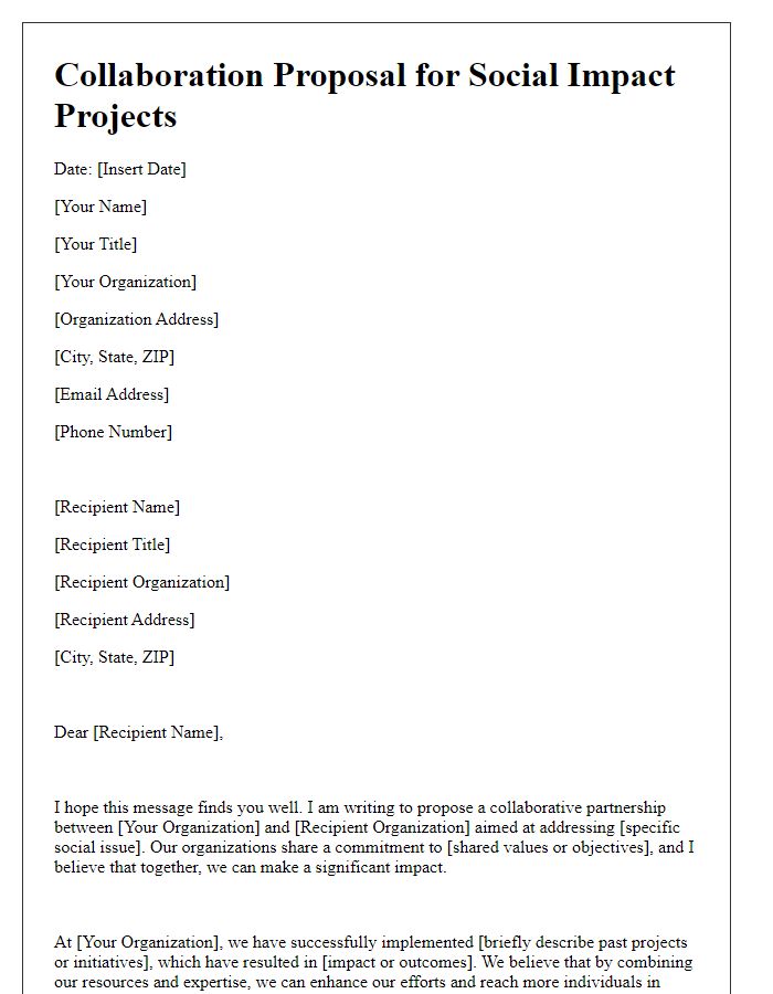 Letter template of collaboration proposal for social impact projects