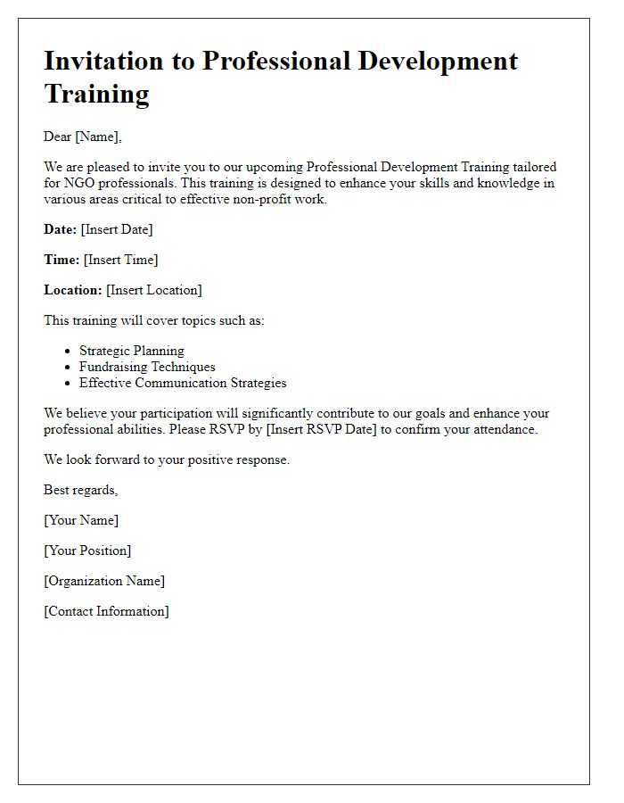 Letter template of invite to NGO professional development training