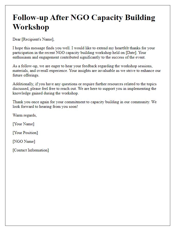 Letter template of follow-up after NGO capacity building workshop