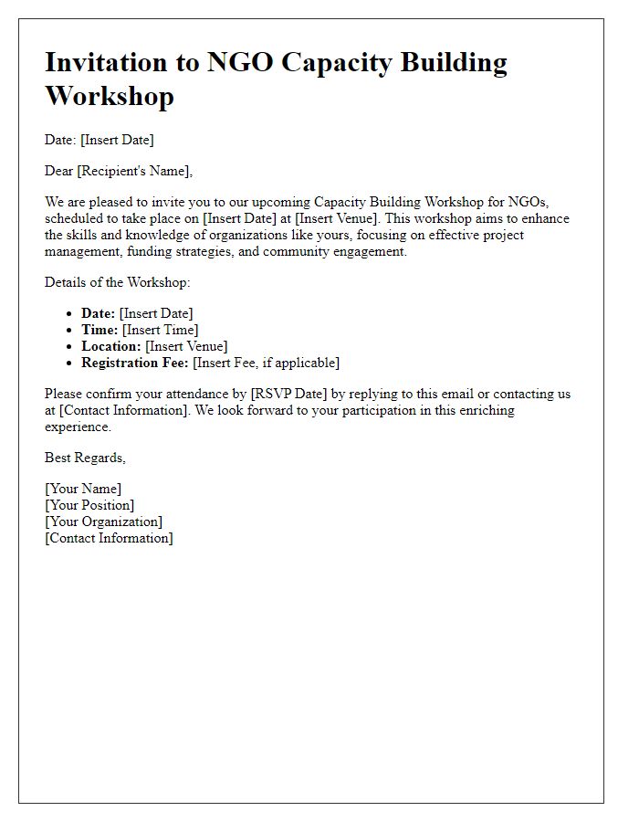 Letter template of invitation for NGO capacity building workshop