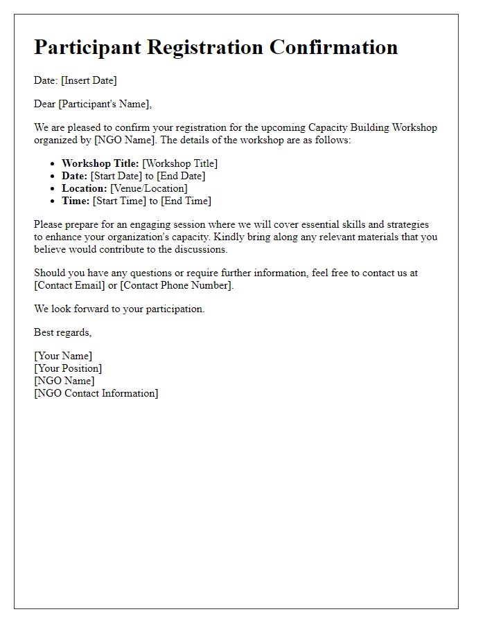 Letter template of participant registration for NGO capacity building workshop