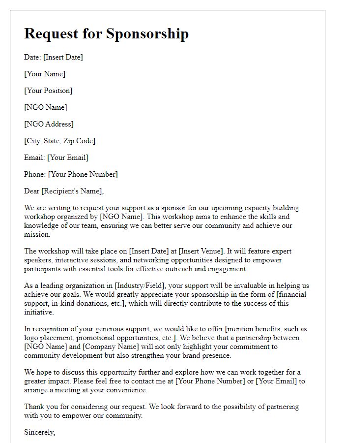 Letter template of sponsorship request for NGO capacity building workshop