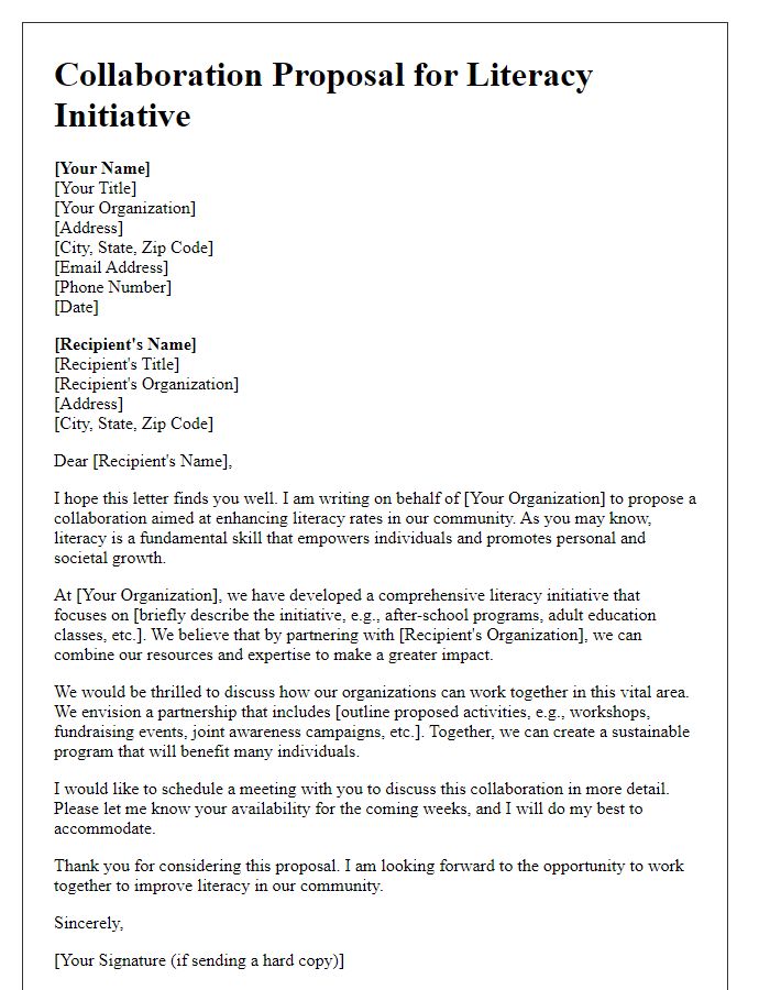 Letter template of collaboration proposal for NGO literacy initiative