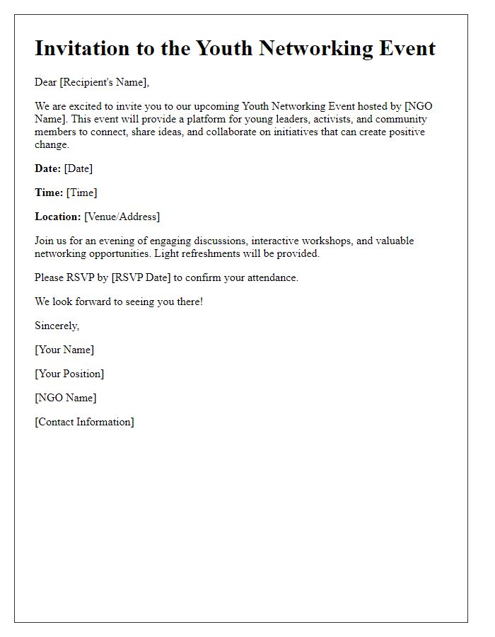 Letter template of NGO Youth Networking Event Invitation