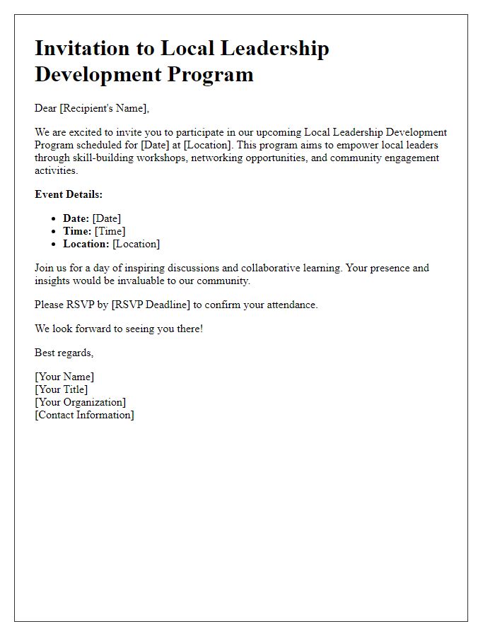 Letter template of Local Leadership Development Invitation