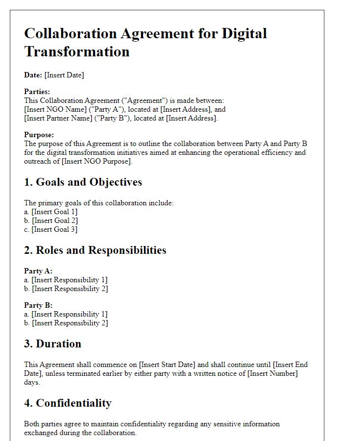 Letter template of Collaboration Agreement for NGO Digital Transformation