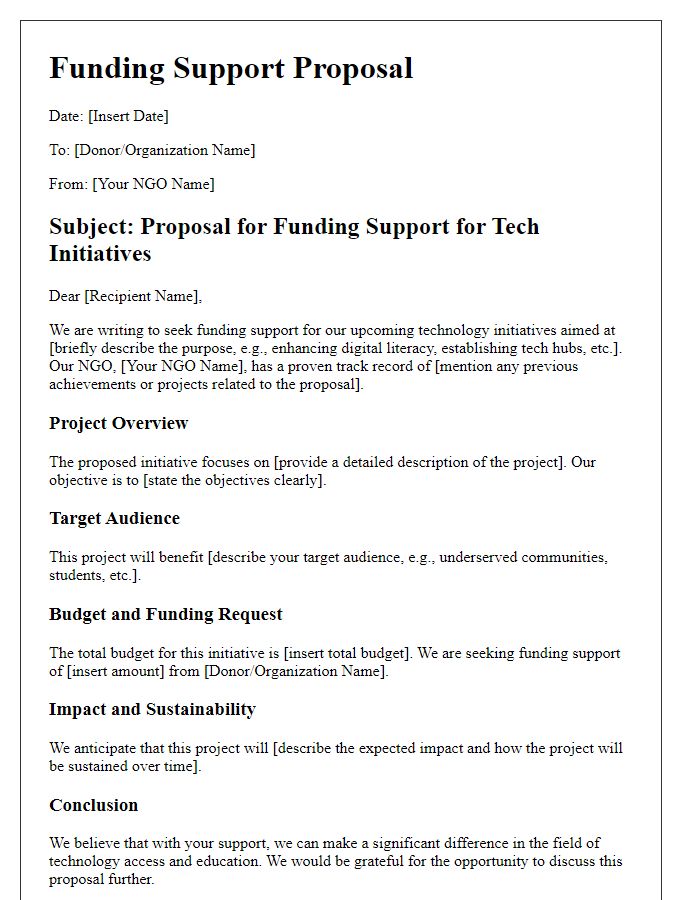 Letter template of Funding Support Proposal for NGO Tech Initiatives