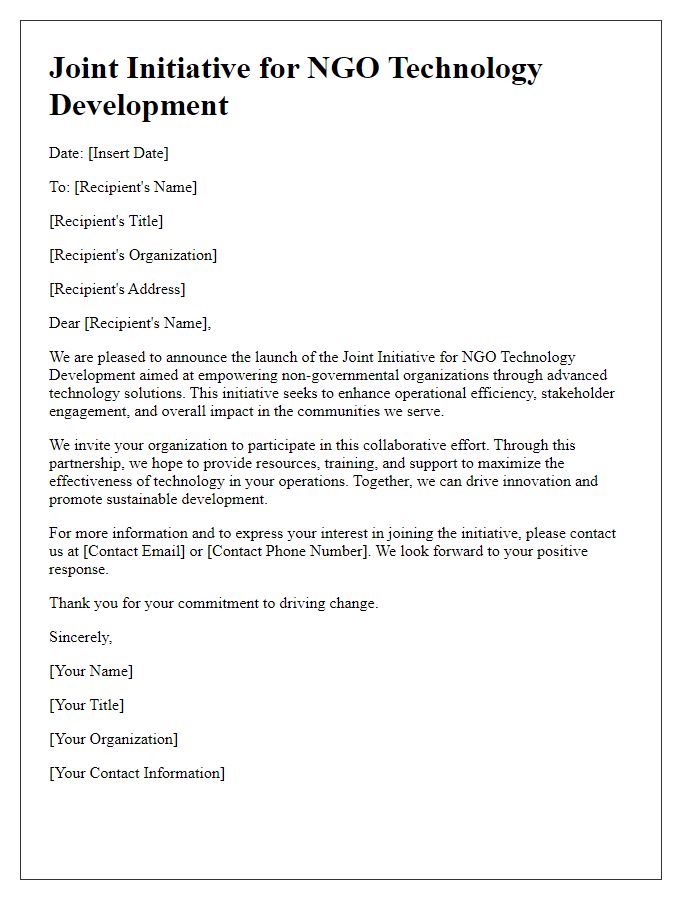 Letter template of Joint Initiative for NGO Technology Development