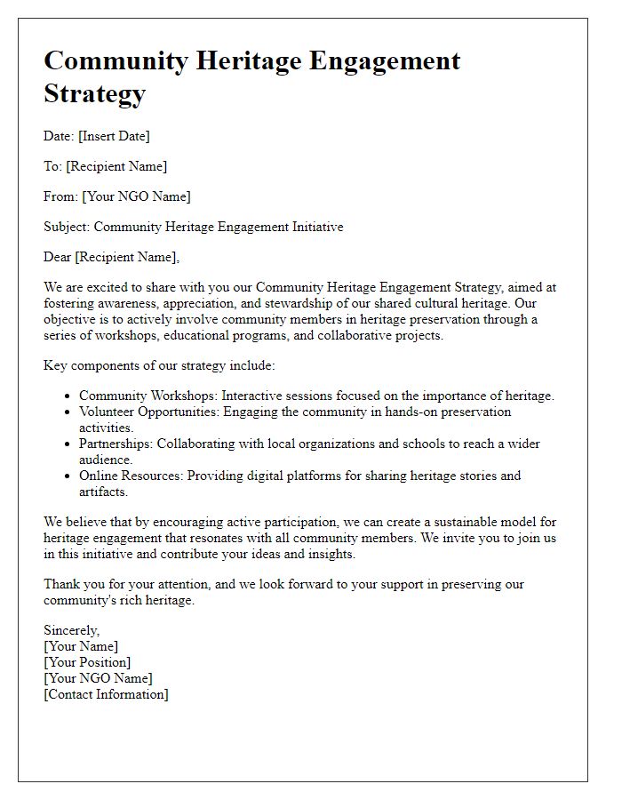 Letter template of NGO community heritage engagement strategy