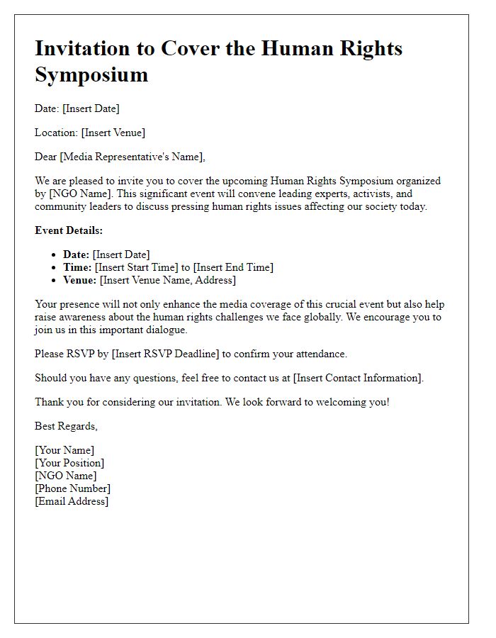 Letter template of invitation for media coverage at the NGO human rights symposium