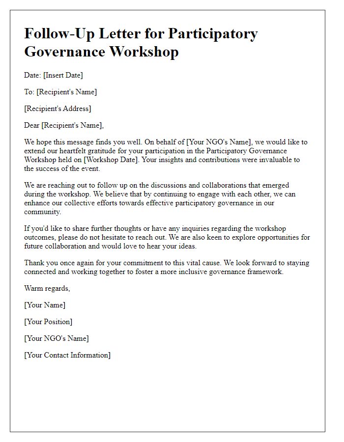 Letter template of follow-up for NGO participatory governance workshop