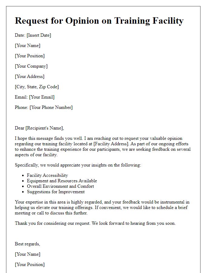 Letter template of training facility opinion request