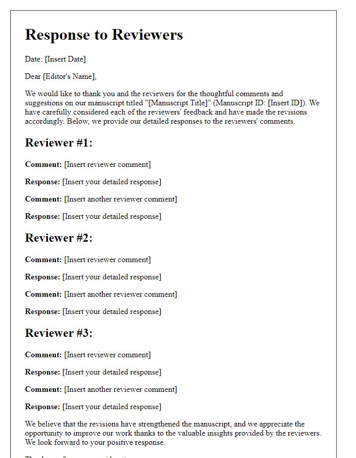 Letter template of responses to multiple journal reviewers