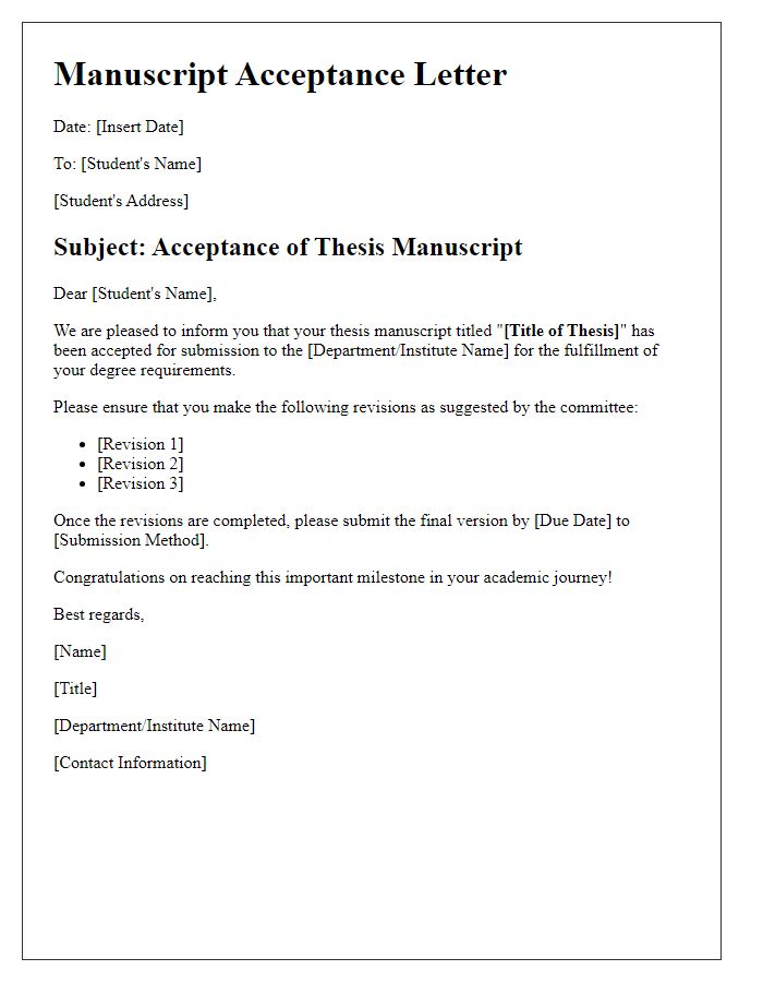 Letter template of manuscript acceptance for thesis submission.