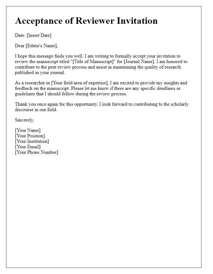 Letter template of acceptance for reviewer invitation