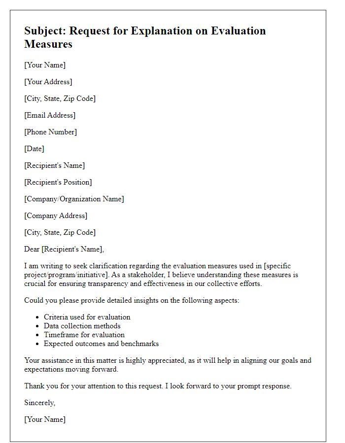 Letter template of seeking explanation for evaluation measures