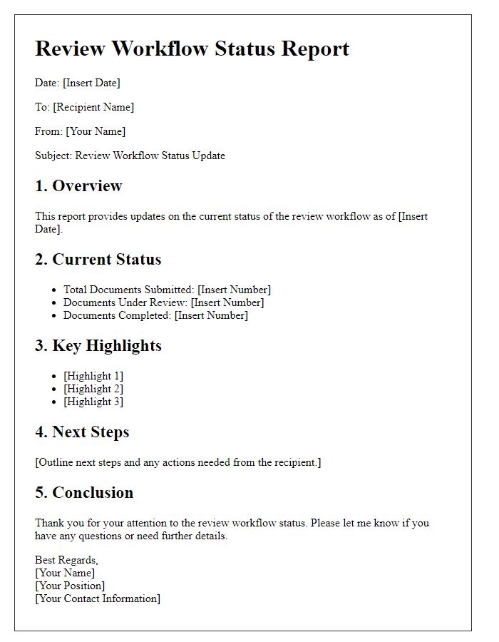 Letter template of review workflow status report