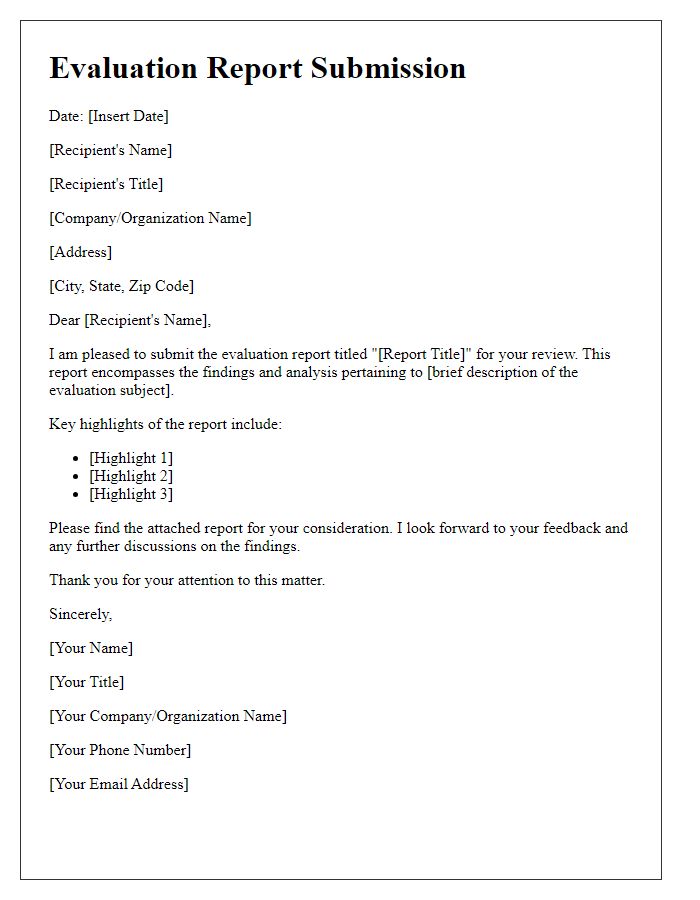 Letter template of evaluation report submission
