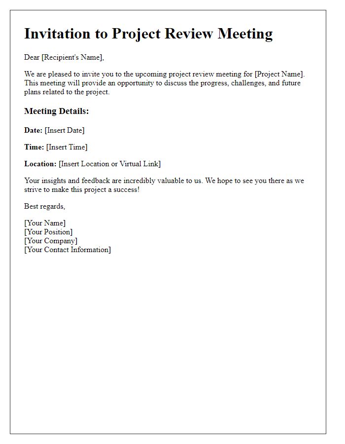 Letter template of project review invitation