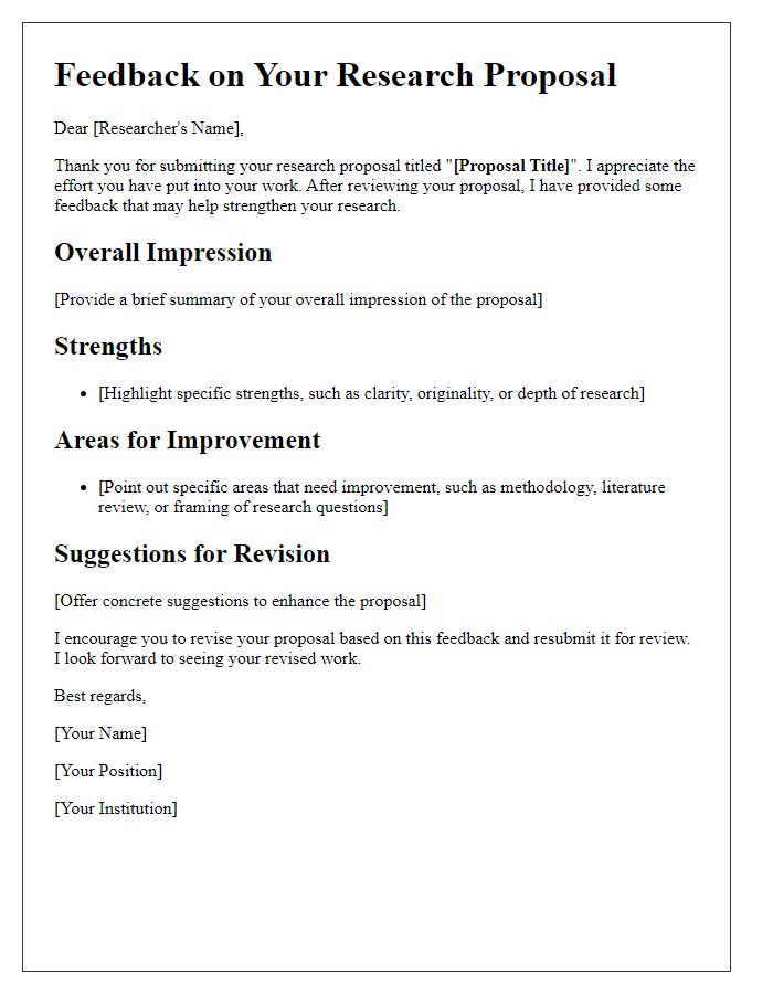 Letter template of research proposal feedback