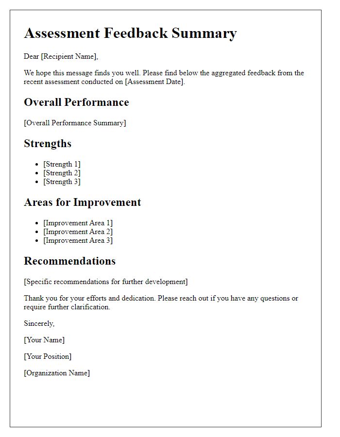 Letter template of assessment feedback aggregation