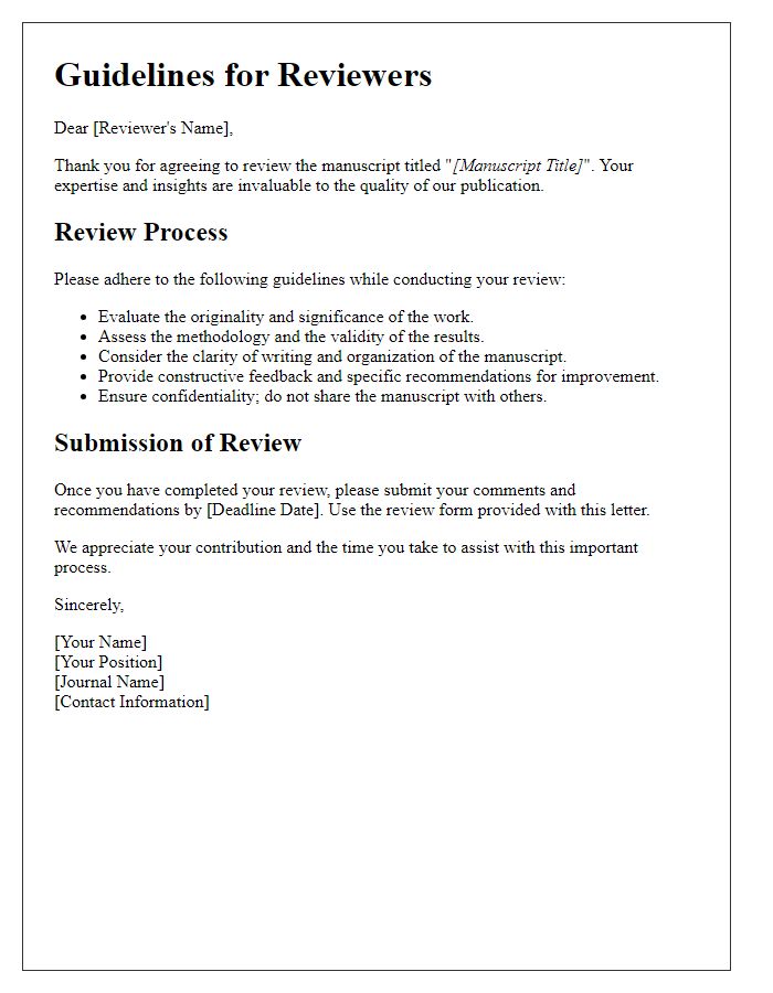 Letter template of guidelines for reviewers