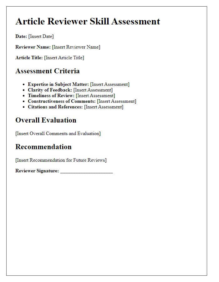 Letter template of article reviewer skill assessment