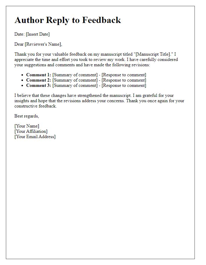 Letter template of Author Reply to Feedback Received