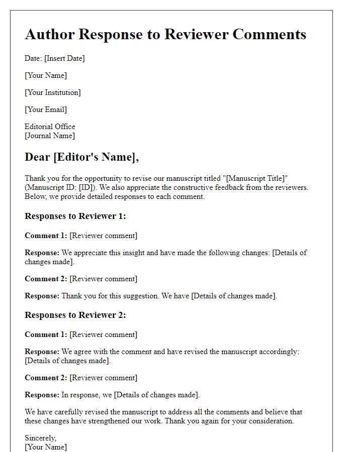 Letter template of Author Response to Reviewer Comments