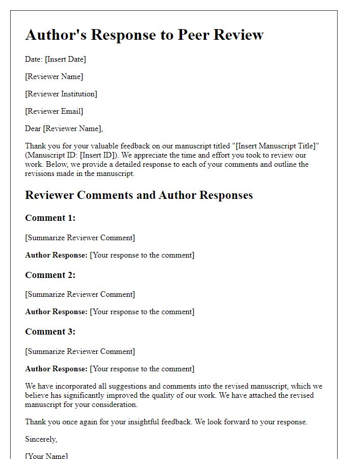 Letter template of Author's Response to Peer Review