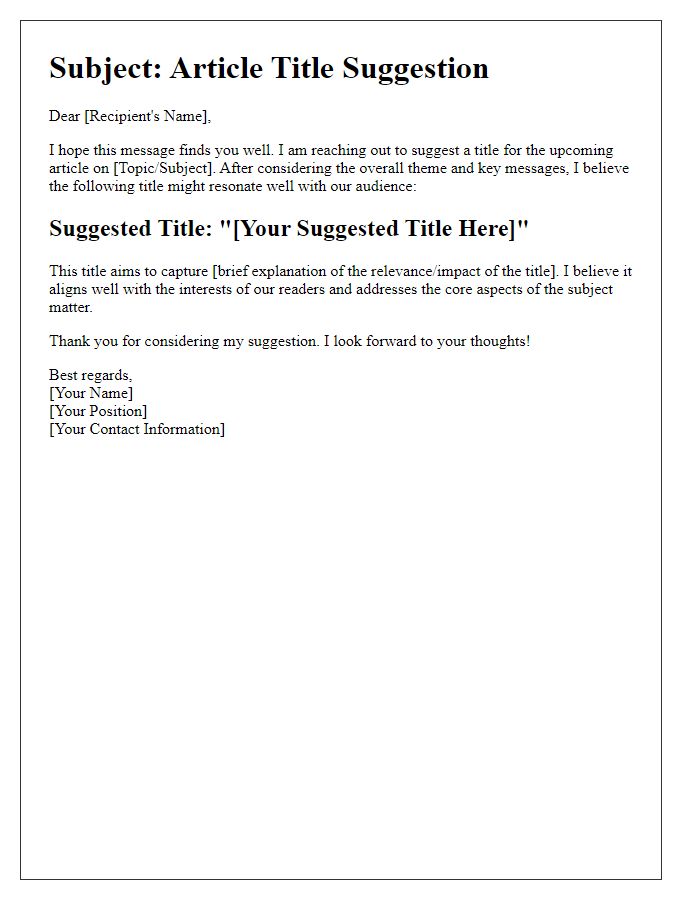 Letter template of article title suggestion