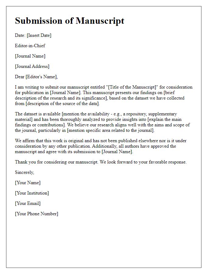 Letter template of journal manuscript submission for data sets