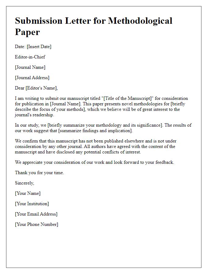 Letter template of journal manuscript submission for methodological papers